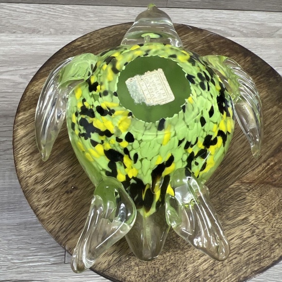 Fifth Avenue Crystal ltd Hand Blown Turtle Figurine Paperweight Green 7" Long - Picture 8 of 11